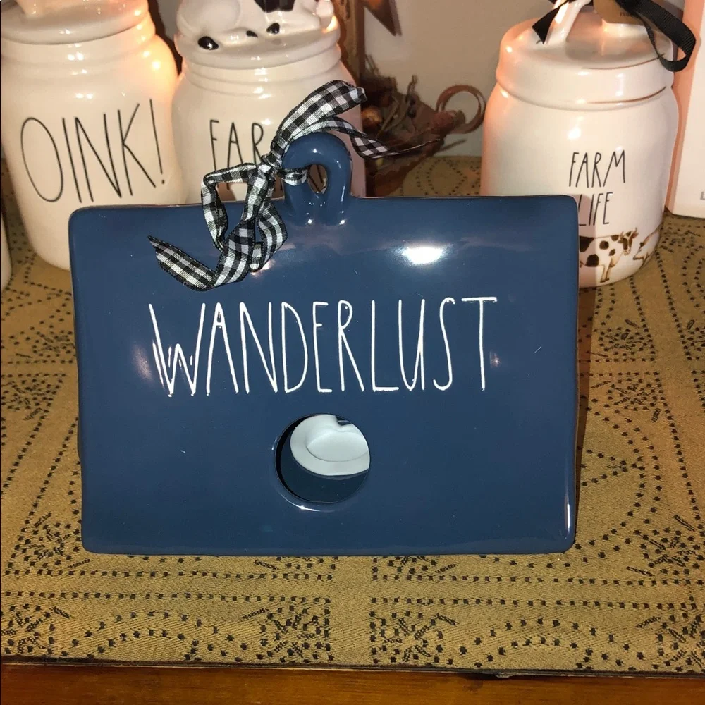 Rae Dunn WANDERLUST Tent Shaped Birdhouse Blue
